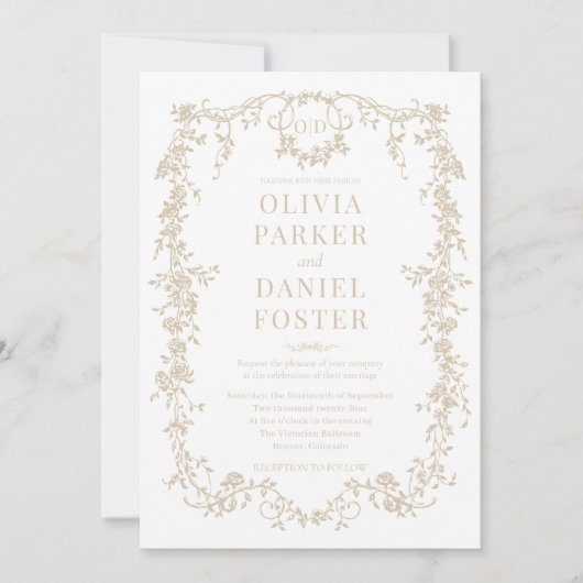 Victoriaans  gouden bruiloft monogram kaart (Voorkant)