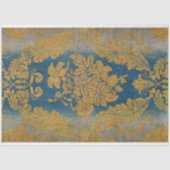  Victoriaans Gouden en Blauwe Bloemen Decoupage Tissuepapier (Voorkant)