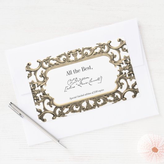 Victoriaans Gouden Handtekening Auteur BookPlate S Rechthoekige Sticker (Envelop)