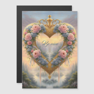 Victoriaans, gouden hart met bloemen en spreuk