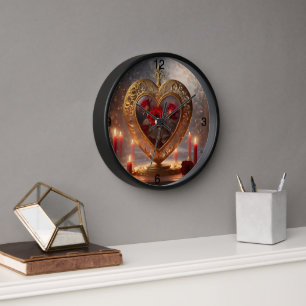Victoriaans gouden hart met rode rozen,