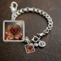 Victoriaans gouden hart met rode rozen,