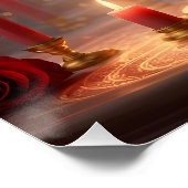 Victoriaans gouden hart met rode rozen, perfect poster (Hoek)