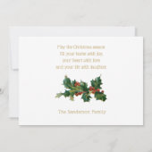 Victoriaans gouden kerstbal en Holly Feestdagenkaart (Achterkant)