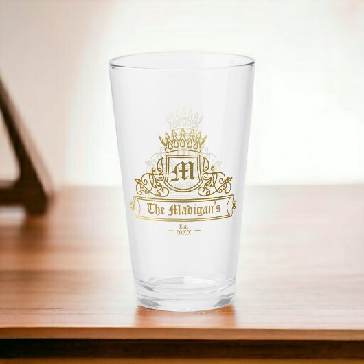 Victoriaans Gouden Monogram Tekst Kroondruk Bar Gl Glas