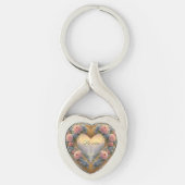 Victoriaans, goudkleurig hart met bloemen en gezeg sleutelhanger (Voorkant)