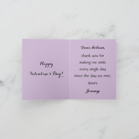 Victoriaans goudkleurig hart met lila bloemetjes,  feestdagen kaart (Binnen)