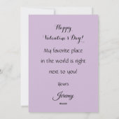 Victoriaans goudkleurig hart met lila bloemetjes,  feestdagenkaart (Achterkant)