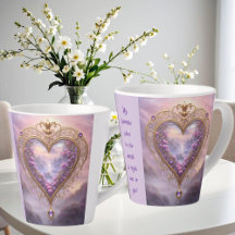 Victoriaans goudkleurig hart met lila bloemetjes,
