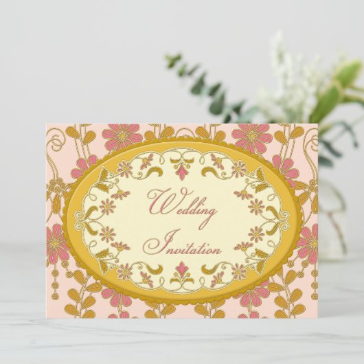  Victoriaans goudroze weddenschap Kaart (Staand voorkant)