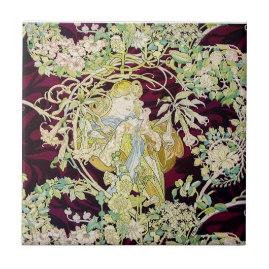 Victoriaans goudwijn Zee-groen Tegeltje (Voorkant)