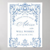 Victoriaans Grace Bloemen Blauw Advies & Wensen Poster (Voorkant)