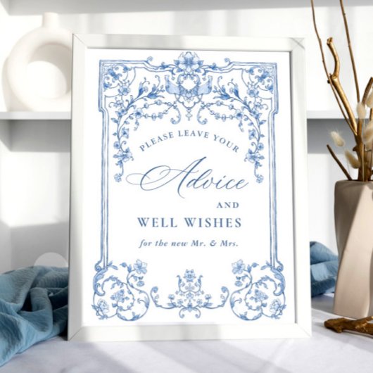 Victoriaans  Grace Bloemen Blauw Advies & Wensen Poster