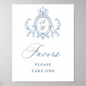 Victoriaans  Grace Bloemen Blauw Favorieten Trouwe Poster (Voorkant)