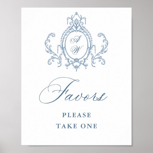 Victoriaans  Grace Bloemen Blauw Favorieten Trouwe Poster (Voorkant)