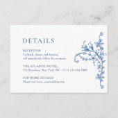 Victoriaans  Grace Bloemen Blauw Huwelijk Details Informatiekaartje (Voorkant)