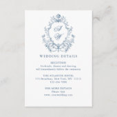 Victoriaans  Grace Bloemen Blauw Huwelijk Details Informatiekaartje (Voorkant)