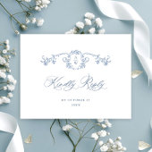 Victoriaans  Grace Bloemen Blauw Huwelijk RSVP Briefkaart