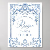 Victoriaans  Grace Bloemen Blauw Recept Kaarten Poster (Voorkant)