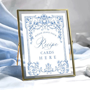 Victoriaans Grace Bloemen Blauw Recept Kaarten Poster