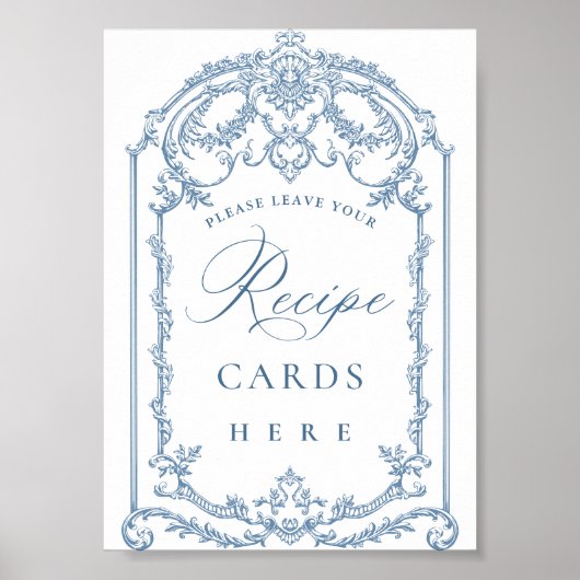 Victoriaans  Grace Bloemen Blauw Recept Kaarten Poster (Voorkant)