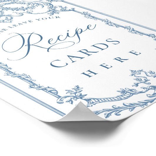 Victoriaans  Grace Bloemen Blauw Recept Kaarten Poster (Hoek)