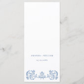 Victoriaans  Grace Bloemen Blauw Trouwdiner Menu (Achterkant)