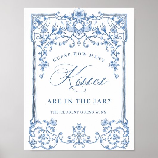 Victoriaans  Grace Bloemen Blauw Vrijgezellenfeest Poster (Voorkant)