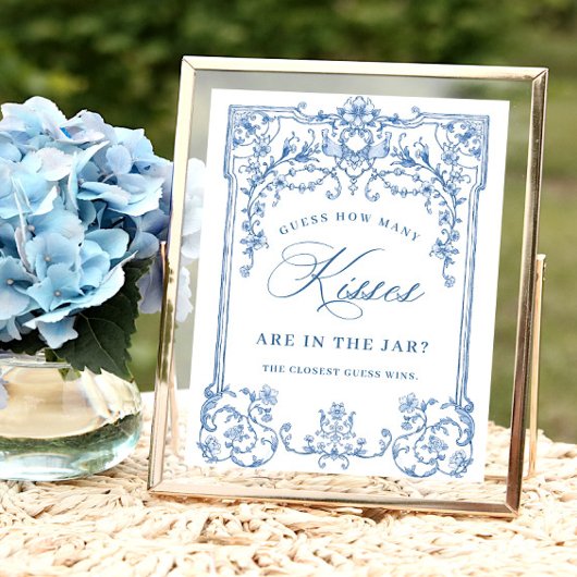 Victoriaans  Grace Bloemen Blauw Vrijgezellenfeest Poster