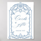 Victoriaans  Grace Bloemen Blauwe Kaarten en Gesch Poster (Voorkant)