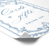 Victoriaans  Grace Bloemen Blauwe Kaarten en Gesch Poster (Hoek)