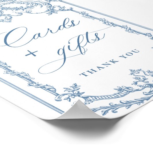 Victoriaans  Grace Bloemen Blauwe Kaarten en Gesch Poster (Hoek)