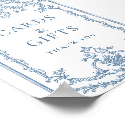 Victoriaans  Grace Bloemen Blauwe Kaarten en Gesch Poster (Hoek)