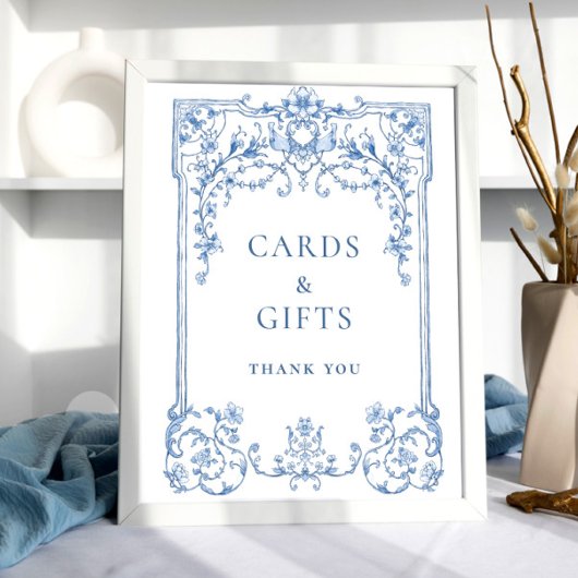 Victoriaans  Grace Bloemen Blauwe Kaarten en Gesch Poster