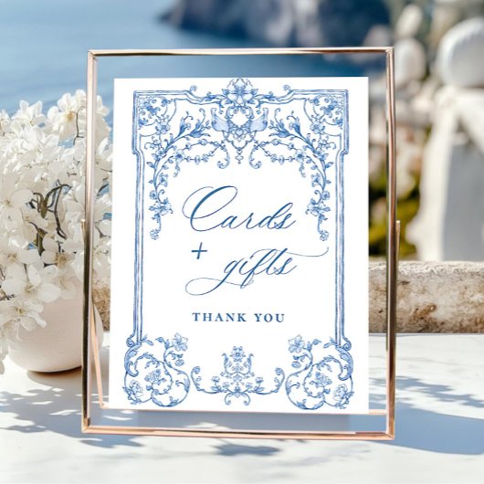 Victoriaans  Grace Bloemen Blauwe Kaarten en Gesch Poster