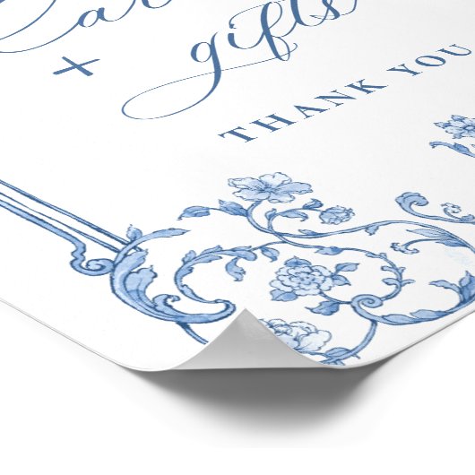 Victoriaans  Grace Bloemen Blauwe Kaarten en Gesch Poster (Hoek)