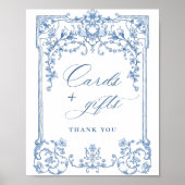 Victoriaans  Grace Bloemen Blauwe Kaarten en Gesch Poster (Voorkant)