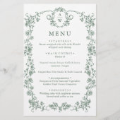 Victoriaans Grace Bloemen Groene bruiloft Menu (Voorkant)