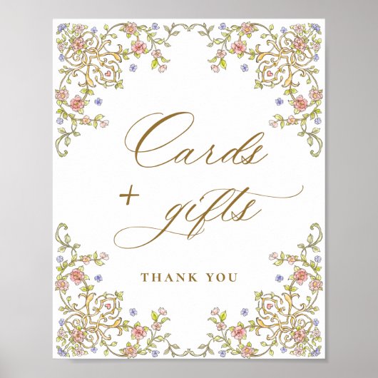  Victoriaans Grace Bloemen Kaarten en Geschenken T Poster (Voorkant)