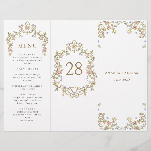 Victoriaans  Grace Bloemen Wedding Menu (Voorkant)