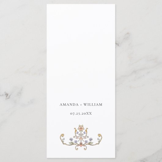 Victoriaans  Grace Bohemian bruiloft diner Menu (Achterkant)