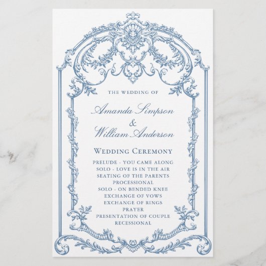 Victoriaans  Grace bruiloft ceremonie programma (Voorkant)