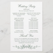 Victoriaans  Grace bruiloft ceremonie programma (Achterkant)