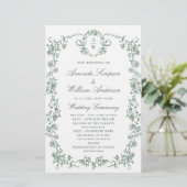 Victoriaans  Grace bruiloft ceremonie programma (Staand voorkant)