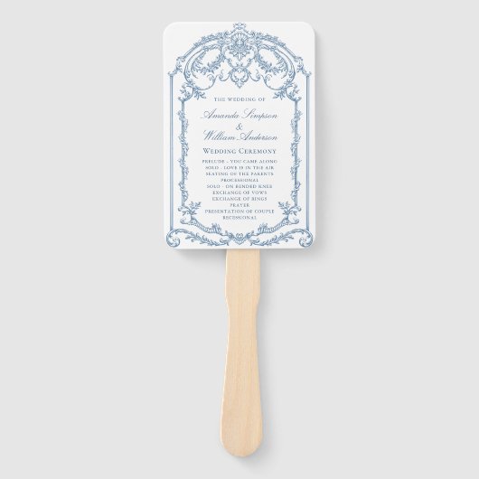 Victoriaans Grace bruiloft ceremonie programma Handwaaier (Voorkant)