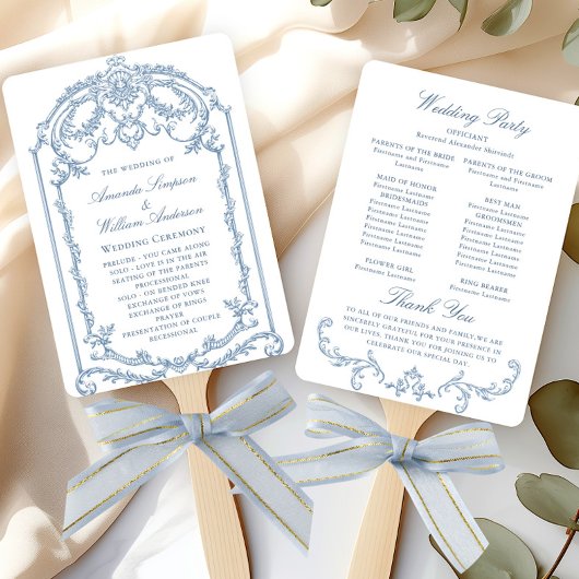 Victoriaans  Grace bruiloft ceremonie programma Handwaaier