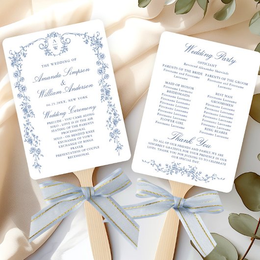 Victoriaans  Grace bruiloft ceremonie programma Handwaaier