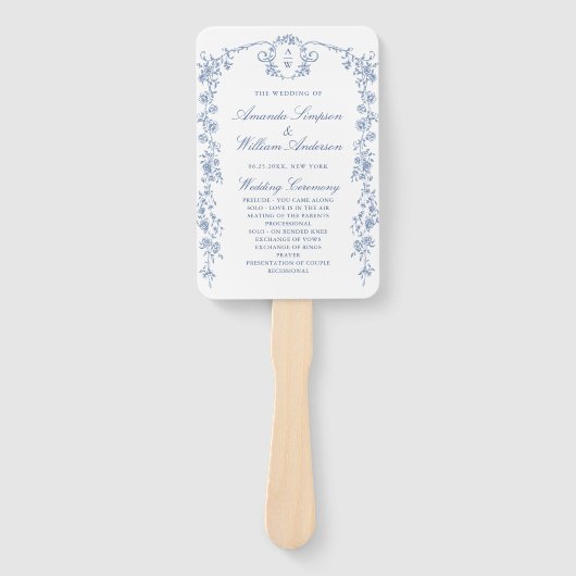 Victoriaans  Grace bruiloft ceremonie programma Handwaaier (Voorkant)