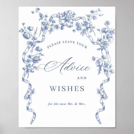Victoriaans  Grace Dusty Blue Advies & Wishes Poster (Voorkant)