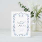 Victoriaans  Grace Dusty Blue Dank je wel Briefkaart (Staand voorkant)